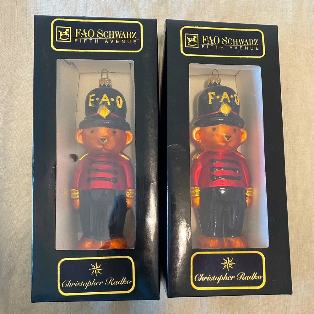 FAO Schwarz Christopher Radko Bear Soldier Ornaments
